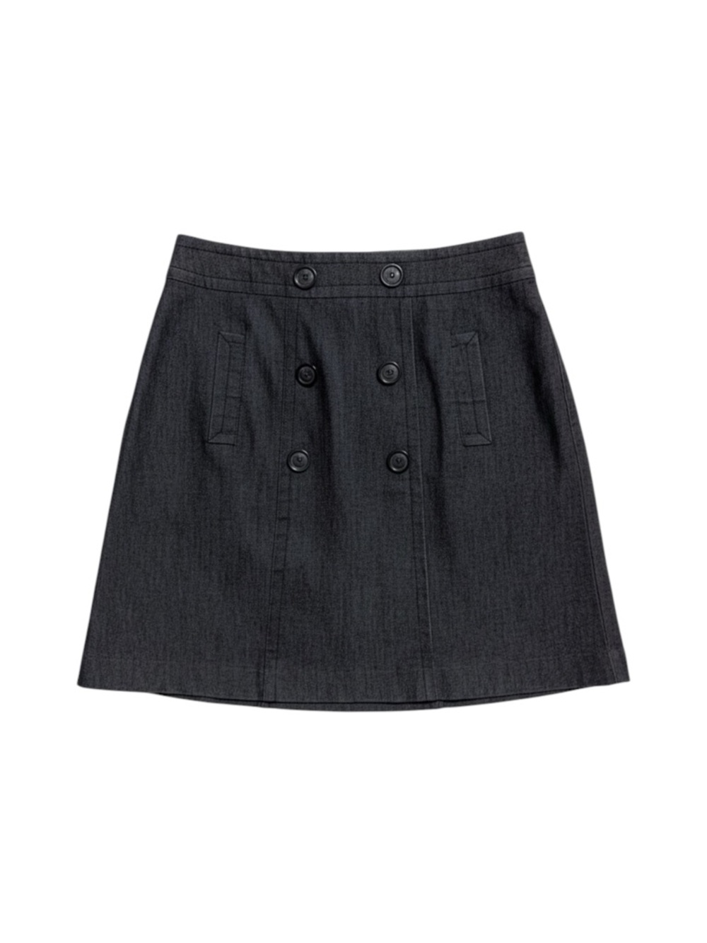 Sandro Vintage A-Line Skirt Women’s 6 US Petite Double Breasted Button Grey